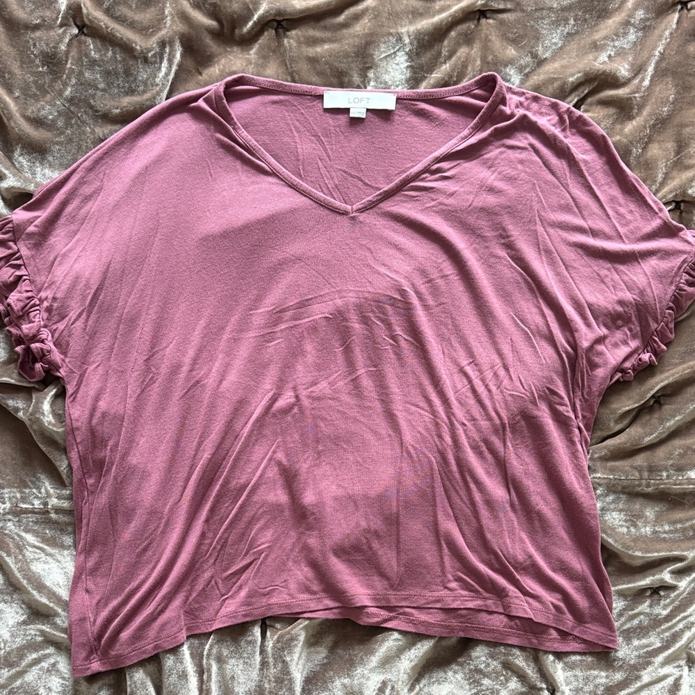 LOFT Women's Dusty Rose Short Sleeve Top - XXS